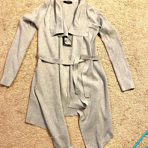 Simplee Women's Cardigan, grey, heavy knit, tie closure, barely worn - Picture 2 of 6